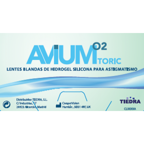 AVIUM O2 TORICA LENTE HIDRIGEL SILICONA PACK 6